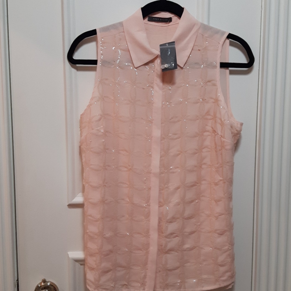 🛍️ NWT Coral sequin pattern, coral tank